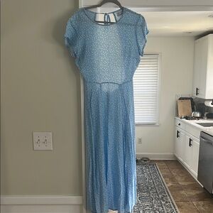Blue Midi Sundress with Flutter Cap Sleeves